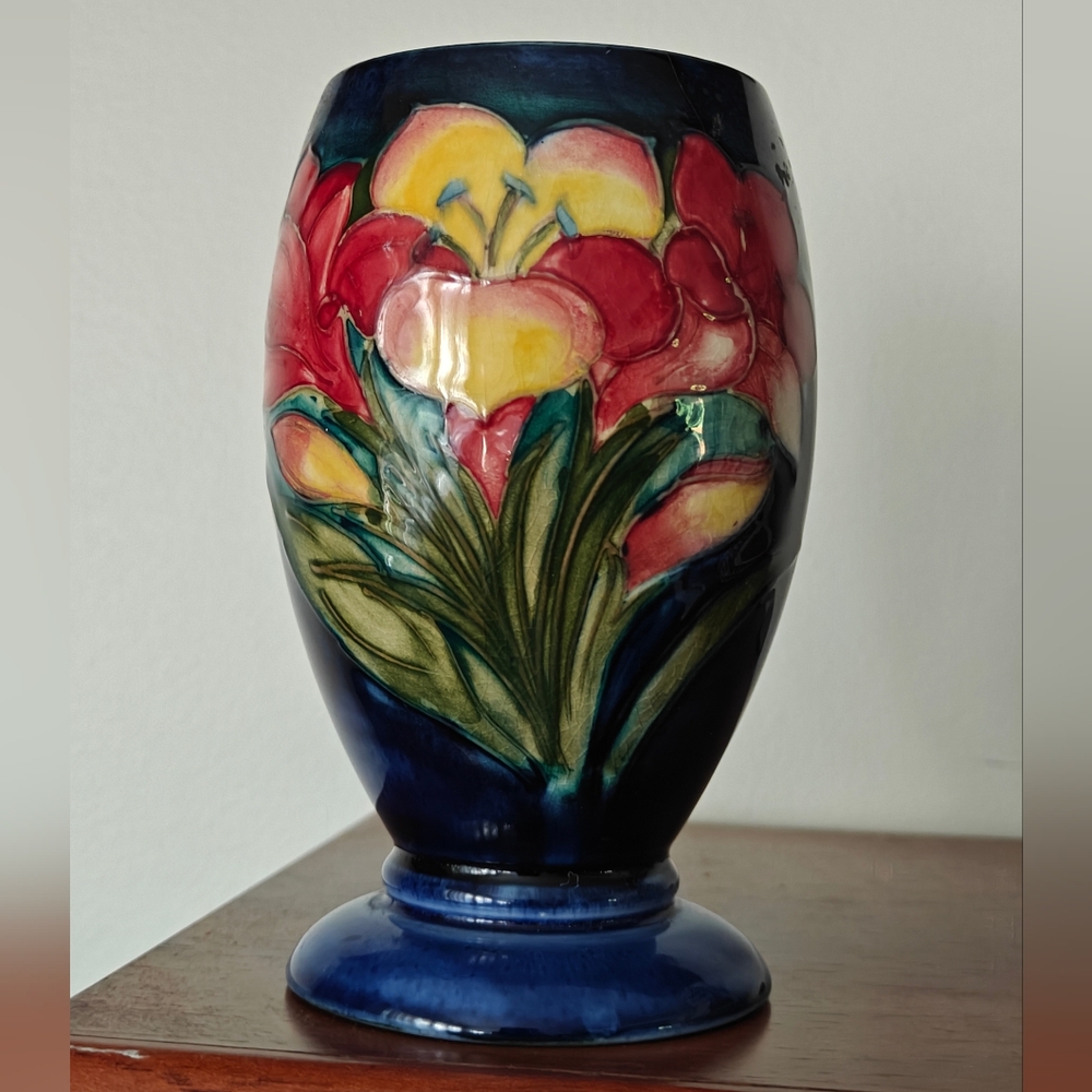 Walter Moorcroft Freesia Floral Ovoid Footed Vase